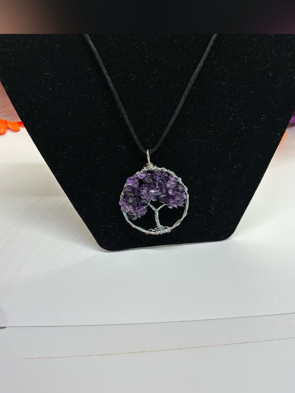 Amethyst Stone Chip Tree of Life Necklace